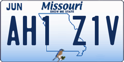 MO license plate AH1Z1V