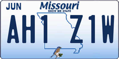 MO license plate AH1Z1W