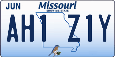 MO license plate AH1Z1Y