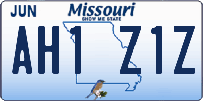 MO license plate AH1Z1Z