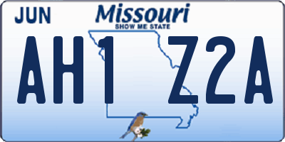 MO license plate AH1Z2A