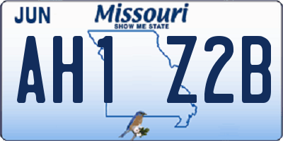 MO license plate AH1Z2B