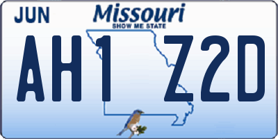 MO license plate AH1Z2D