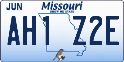 MO license plate AH1Z2E