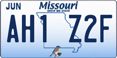 MO license plate AH1Z2F