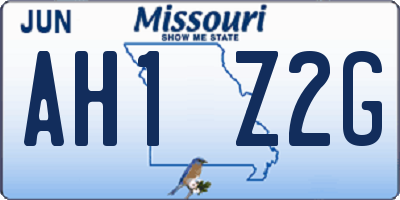 MO license plate AH1Z2G