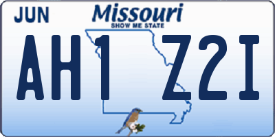 MO license plate AH1Z2I