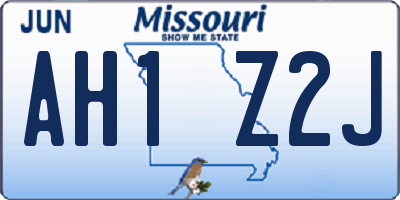 MO license plate AH1Z2J