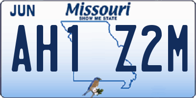 MO license plate AH1Z2M