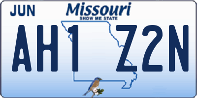 MO license plate AH1Z2N