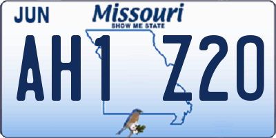 MO license plate AH1Z2O