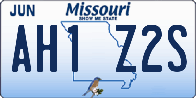 MO license plate AH1Z2S