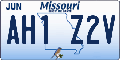 MO license plate AH1Z2V