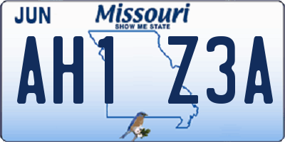 MO license plate AH1Z3A