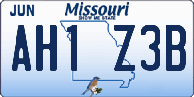 MO license plate AH1Z3B