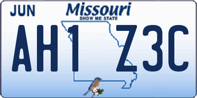 MO license plate AH1Z3C