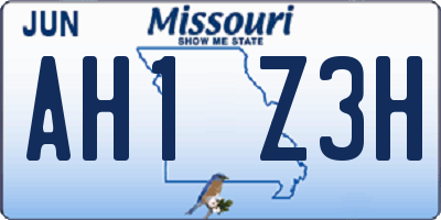 MO license plate AH1Z3H