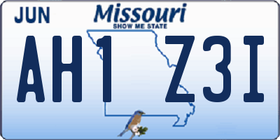 MO license plate AH1Z3I