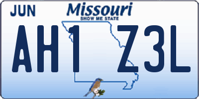 MO license plate AH1Z3L