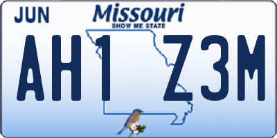 MO license plate AH1Z3M