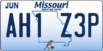 MO license plate AH1Z3P