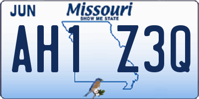 MO license plate AH1Z3Q