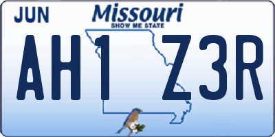 MO license plate AH1Z3R