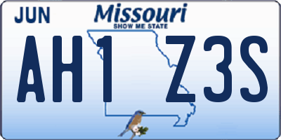 MO license plate AH1Z3S