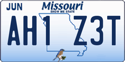 MO license plate AH1Z3T