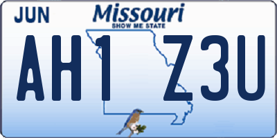 MO license plate AH1Z3U