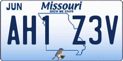 MO license plate AH1Z3V