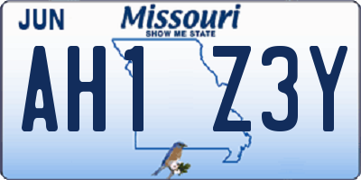 MO license plate AH1Z3Y