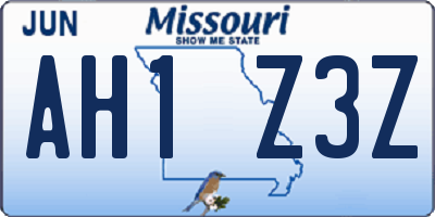 MO license plate AH1Z3Z