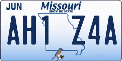 MO license plate AH1Z4A