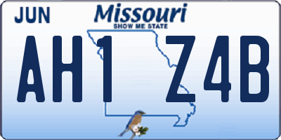 MO license plate AH1Z4B