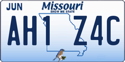 MO license plate AH1Z4C