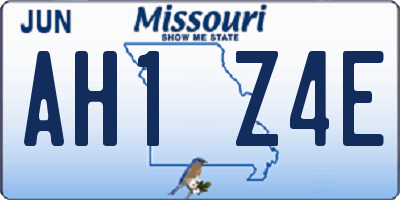 MO license plate AH1Z4E