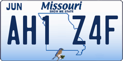 MO license plate AH1Z4F