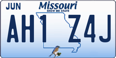 MO license plate AH1Z4J