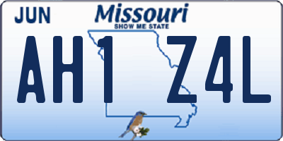 MO license plate AH1Z4L