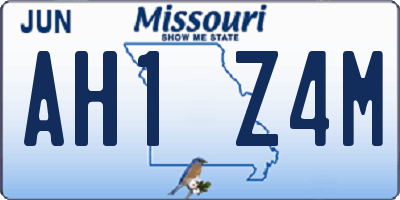 MO license plate AH1Z4M