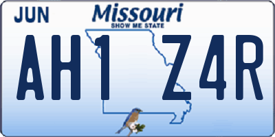 MO license plate AH1Z4R