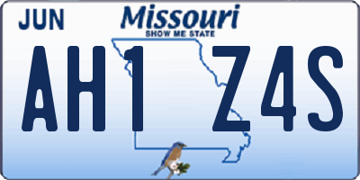 MO license plate AH1Z4S