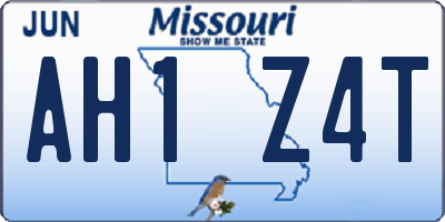 MO license plate AH1Z4T