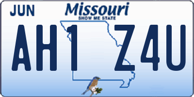 MO license plate AH1Z4U