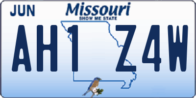 MO license plate AH1Z4W