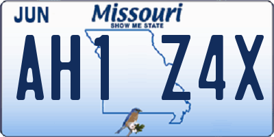 MO license plate AH1Z4X