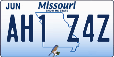 MO license plate AH1Z4Z