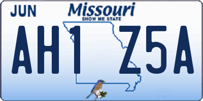 MO license plate AH1Z5A