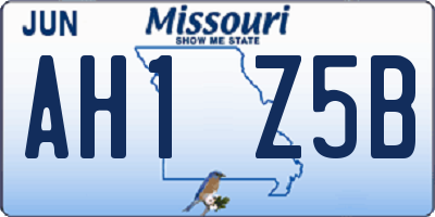 MO license plate AH1Z5B